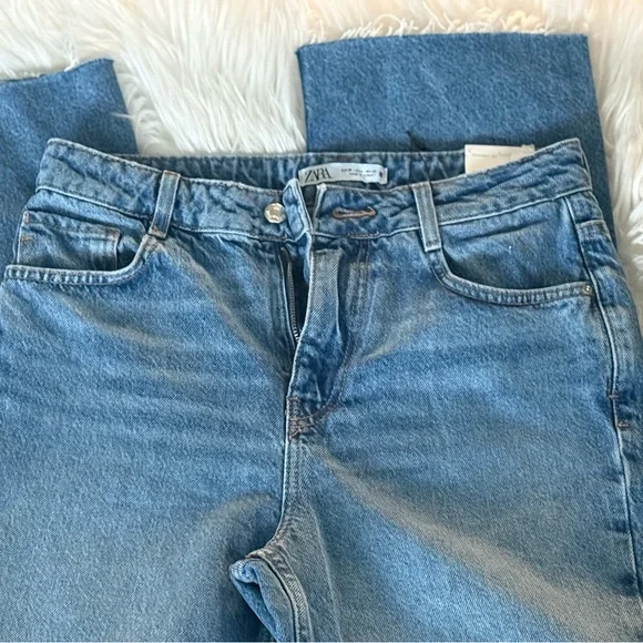 NWT Zara Straight Leg Light Blue Denim 6 - Picture 3 of 4
